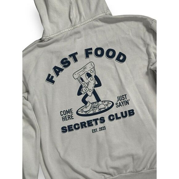 RARE FFSC Fast Food Secrets Club Gray Pullover Hoodie Sweatshirt Size L - Picture 2 of 9